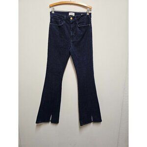 Frame Le One Flare Jean Keller Dark Wash High Rise Split Hems Size 2